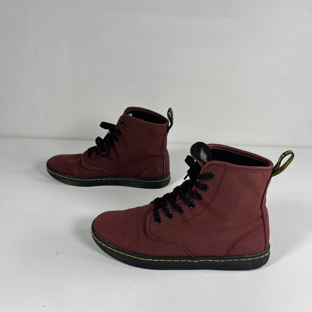 Dr Martens Shoreditch AW004 Canvas Boots Burgundy Red Lace Up Womens 6 US